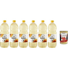 Basso Sunflower Oil, Olio di Semi di Girasole Cooking Oil 6 x 1 Litre PET + Italian Gourmet Polpa 400 g