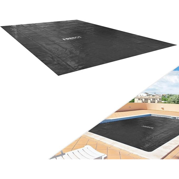 Arebos Pool Solar Tarpaulin Square 3 x 2 m Black Solar Tarpaulin Biezums 120 µm Saules plēve var sagriezt pēc izmēra Baseins Apkures ūdens sildīšana Siltuma plēve