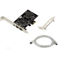 KALEA-INFORMATIQUE PCIe FireWire 400 IEEE1394a 3 portu kontrollera karte ar VIA6308 mikroshēmu un ASM1083 High and Low Profile Angle ar Ilink kabeli
