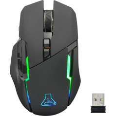 THE G-LAB Kult Caesium bezvadu spēļu pele - augstas veiktspējas bezvadu spēļu pele ar 7200 dpi, RGB LED, 6 pogām, ergonomiska spēļu pele, saderīga ar PC, PS4, PS5, Xbox One (Wireless)