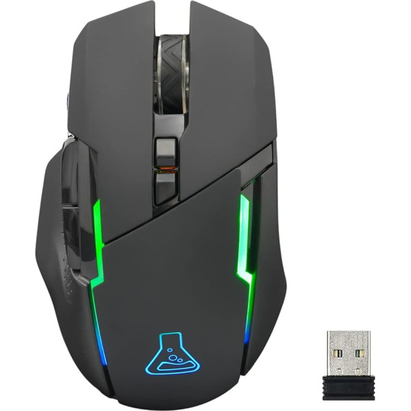 THE G-LAB Kult Caesium bezvadu spēļu pele - augstas veiktspējas bezvadu spēļu pele ar 7200 dpi, RGB LED, 6 pogām, ergonomiska spēļu pele, saderīga ar PC, PS4, PS5, Xbox One (Wireless)