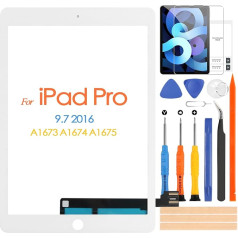 ARSSLY iPad Pro 9.7 2016 rezerves skārienjūtīgā ekrāna digitaizera skārienjūtīgā stikla paneļa remonta rīks iPad A1673 A1674 A1675 (bez LCD, bez sākuma pogas) (Balts)