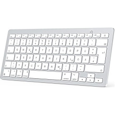 OMOTON Bluetooth tastatūra Mac, kompakta bezvadu tastatūra, saderīga ar MacBook Pro/Air, iMac, iMac Pro, Mac Mini, Mac Pro, QWERTZ DE izkārtojums, sudraba krāsas