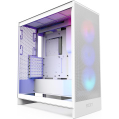 NZXT H7 Flow RGB | Mid-Tower ATX gaisa plūsmas korpuss ar RGB ventilatoriem | Atbalsta apakšējos ventilatorus tiešai GPU dzesēšanai | 360 mm RGB viena rāmja ventilators | Balts