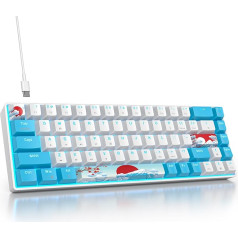 SbocKeeb spēļu tastatūra Mehāniskā 60 procenti, Mini RGB tastatūra 65 procenti Amerikāņu QWERTY, 68 taustiņi Vadu tastatūras fona apgaismojums datorspēlētājiem (68 jūras zilais slēdzis)