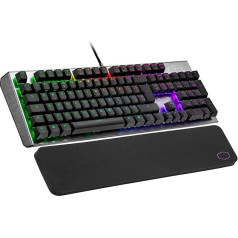 Cooler Master CK550 V2 mehāniskā spēļu tastatūra - RGB fona apgaismojums, vadības ierīces, alumīnija augšējā plāksne un plaukstas balsts - UK izkārtojums / sarkanie slēdži