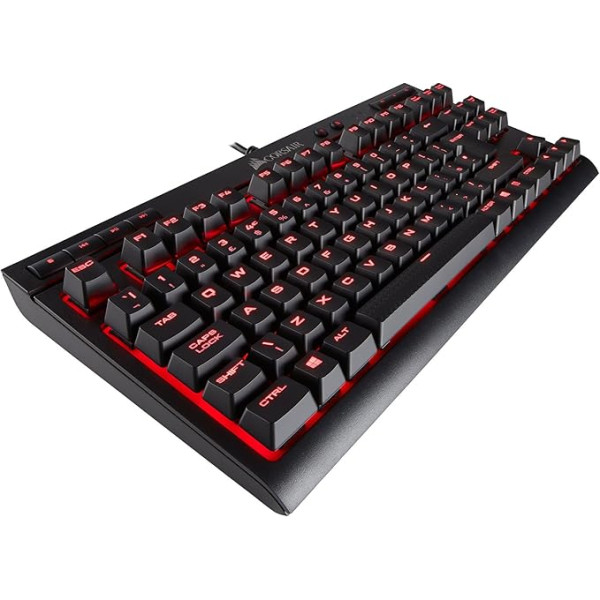 Corsair K63 Mechanical Gaming (Cherry MX sarkanie slēdži, sarkans aizmugurējais apgaismojums, dizains bez desmit taustiņiem, pret izgaismojumu, UK izkārtojums) - melns