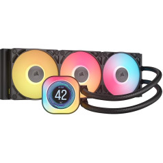 CORSAIR iCUE LINK Titan 360 RX RX LCD CPU šķidrā dzesētājs - 360 mm AIO - FlowDrive dzesēšanas dzinējs - Intel LGA 1851/1700, AMD AM5/AM4 - 3X RX120 RGB ventilators - iekļauts iCUE LINK sistēmas mezgls - melns
