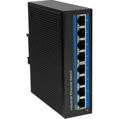 LogiLink Professional NS203P industriālais gigabitu Ethernet komutators, 8 porti, 10/100/1000 Mb/s, ar PoE (Power Over Ethernet), melns