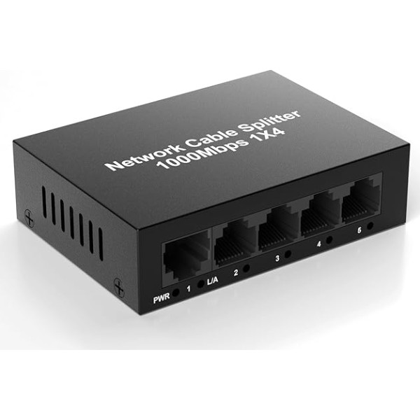 RJ45 LAN sadalītājs no 1 līdz 4, 1000Mbps interneta Ethernet komutators Cat 5/5e/6/7/8, LAN sadalītājs Ethernet centrmezgls Tīkla komutators 4 porti Gigabit Atbalsta 4 ierīču vienlaicīgu interneta koplietošanu