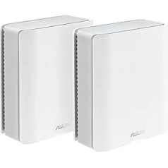 ASUS ZenWiFi BT10 Trīsjoslu WiFi 7 Smart AiMesh izvelkamais maršrutētājs (6 GHz WLAN, 18 Gbps, pārklājums līdz 550 m², 2 x 10G ports, bērnu bloķētājs, VPN), balts