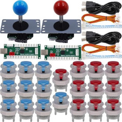 SJ@JX Arcade Game 2 Player Controller DIY Kit Microswitch Button 4&8 Way Joystick Zero Delay USB Encoder Fighting Stick Handles Console priekš PC MAME Raspberry Pi Retropie