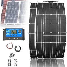 LKYLGYU 2 x 400 W 18 V saules paneļu komplekts, mono saules paneļu akumulatora uzlādes komplekts ar 40 A uzlādes kontrolieri un 2 m saules kabeļiem treileriem, kemperiem, laivām un jebkurai līdzenai virsmai