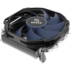 Akasa Alucia H4i, saderīgs ar Intel LGA1851/1700/1200/115X, 4 vara siltumcaurules ar lodīšu gultņu CPU dzesētāju, 92 mm ventilators, maksimālais ātrums 3600 apgr./min, zema trokšņa līmeņa dzesēšanas ventilators, AK-CC7501BP01