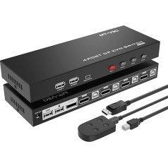 MT-VIKI 4K60Hz KVM slēdzis DisplayPort 4 porti DP KVM slēdzis uz monitora ar 4 x DP kabeļiem 4 x USB kabeļi 4: 4: 4: 4 UHD Atbalsta karsto taustiņu darbvirsmas vadību Auto slēdzis 4 USB porti