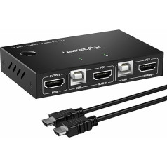 Rybozen KVM HDMI Switch USB 2 Ports 4K@30Hz HDMI KVM Switch 2PC to 1 Display Fast Key Switch with 2 HDMI Cables and 2 USB Cables