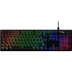 HyperX Alloy Origins PBT mehāniskā spēļu tastatūra, PBT taustiņu vāciņi, Taustiņu vāciņi, RGB, HyperX mehāniskie slēdži, Slēdži, Kompakts, portatīvs, izturīgs alumīnija korpuss, regulējamas kājas, melns