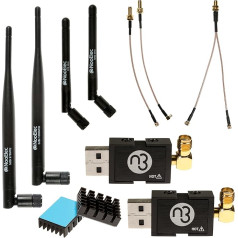 NooElec Dual-Band NESDR Nano 3 Premium ADS-B (978MHz UAT un 1090MHz 1090ES) komplekts Stratux, Avare, Foreflight, FlightAware un citām lietojumprogrammām. Komplektā ietilpst 2 SDR, 4 antenas, 5 adapteri.