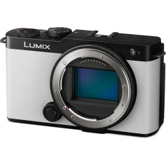 Panasonic Lumix DC-S9E-W Pilna formāta kamera, bezspoguļa, Open Gate Vlogging, 24,2 MP, 6K/4K, 779 punktu PDAF, attēla stabilizācija, LUT, 180° elastīgs monitors, 5 GHz Wi-Fi, balta, kameras korpuss