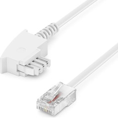 deleyCON 50 m savienojuma kabelis no TAE-F uz RJ45 (8P2C) 99% vara AWG 28 saderīgs ar DSL ADSL VDSL Fritzbox interneta maršrutētāju ar telefona kontaktligzdu TAE - balts