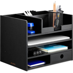 Navaris Bambusa galda organizētājs 33 x 24 x 26 cm koka vēstuļu paplāte - galda birojam - viegli tīrāms