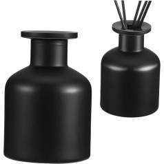 Healeved Premium 2 Pack 150ml Black Reed Diffuser Bottles - stikla aromterapijas trauki, kas ideāli piemēroti ēteriskajām eļļām DIY amatniecības dekorēšanai Eleganti tukši smaržu aksesuāri Gluda matēta krāsa