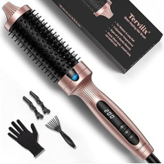 Terviiix Hot Brush Ceramic Tourmaline Ion Curling Iron Brush, 38 mm termiskā birste, karstā apaļā birste sakņu apjomam un vaļīgām cirtām, digitālais displejs, 5 temperatūras, birstes tilpums, dubultais spriegojums