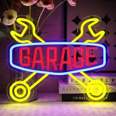 OYCGZV Garāža neona zīme Krāsains LED neona zīme Sienas darbnīca neona zīme USB Pārbaudiet dzinēju LED zīme cilvēkam alā Auto istaba Garāža Remonts veikals Dāvanas tēvam vīram Draugi