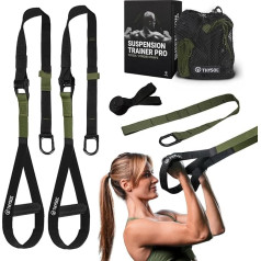 THYSOL® Resistance Trainer Pro Xtreme Straps | Sling Trainer komplekts ar regulējamu durvju enkuru | Fitnesa mājas treniņi - piemērots ceļošanai un treniņiem telpās un ārpus tām