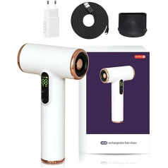 Bewinner Pro Battery Travel Hair Dryer - 3 ātrumi un 3 temperatūras bezvadu matu žāvētājs ar akumulatoru, portatīvs matu žāvētājs ar digitālo ekrānu un ātru lādētāju sievietēm