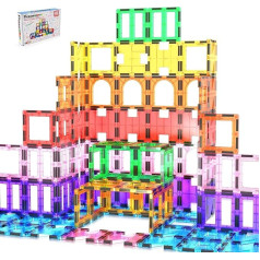 PicassoTiles PT42 Designer Artistry Kit 42pcs Set Magnet Building Tiles Clear Color Magnetic 3D Building Block - Radošums ārpus iztēles! Izglītojoša, iedvesmojoša, tradicionāla, izklaidējoša