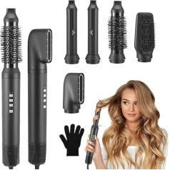 Air Styler 5-in-1 Airstyler, Lon matu fēns ar dzesēšanas funkciju, apaļa birste matu žāvētājs Multistyler karstā gaisa birste, 110 000 apgriezienu minūtē ar 30 mm automātisko lokšņu gludekli, taisnotājs cirtām,