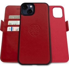 Dreem Fibonacci saderīgs ar iPhone 13 Mini Wallet Case / 2 in 1 triecienizturīgs futrālis un noņemams Vegan Leather Folio MagSafe saderīgs, RFID aizsardzība [Red]