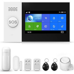 Wireless Home Security Alarm System with 4.3 Inch Full Touch Screen Alarm System with Phone App Alarm, Door/Window Sensor, Remote Control, Work with Alexa for Home, Apartment