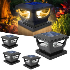 LED Post Cap Solar 7 x 7 8 x 8 9 x 9 10 x 10, 3000 K Warm White Solar Post Light IP65 Ūdensizturīgs žoga postenis Apgaismojums Solar Light Post koka stabiem, terases, žoga apgaismojums (4 gabali)