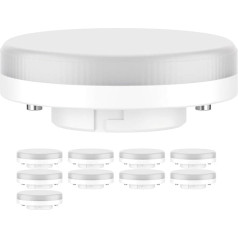 ledscom.de 10 GX53 LED spuldzes, silti balta (3000K), 0,5W, 51lm, matētas