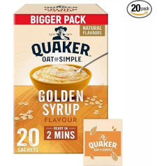 Quaker Oat So Simple Golden Syrup 20 x 36g Jauna ģimenes liela apjoma iepakojums - pilngraudu auzu pārslas ar zelta sīrupu