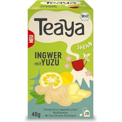 Teaya Japan - organiskā ingvera un juzu zāļu tēja - intensīva, augļu garšas karstā tēja - bez vegāniem un glutēna - dabīga un harmoniska, ideāli piemērota pārtraukumiem (5 x 20 filtrēšanas maisiņi)