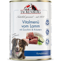 TACKENBERG Vitalmenu of Lamb with Zucchini & Herbs Mitrā barība suņiem - augstākās kvalitātes barība suņiem - bez graudaugiem - 24 x 400 g