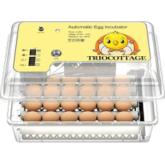 TRIOCOTTAGE Incubator for 24 Eggs, Fully Automatic Incubator, The Incubator is Equipped with Automatic Egg Turning and Temperature Control for Incubator Chickens, Quails.