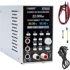 OWON SPM6103 2-in-1 līdzstrāvas barošanas avots un multimetrs, laboratorijas barošanas avots (0-60V, 0-10A), programmējams līdzstrāvas laboratorijas barošanas avots ar 300W izejas jaudu, 2,8 collu LCD displejs, digitālais multimetrs