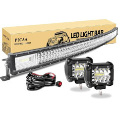 PICAA LED darba gaisma 52 collu 130 cm 675 W 7D LED gaismas josla Trīs rindas 12 V izliekta LED papildu priekšējo lukturu josla ar 2 gabaliem 4 collu 60 W LED darba gaisma SUV bezceļa ATV UTV traktoram 4 x 4 automašīnām