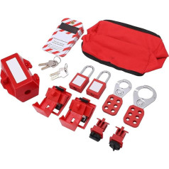 Electric Lockout Tagout Kits, Lock Cylinder Made of Solid Brass, Colourfast and Heat Resistant, with Storage Bag, for Industrial Lockout Tagout Stations