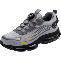 Work Shoes Unisex Sports Breathable Rotary Knob Waterproof Safety Shoes for Crews Work Shoes Black Work Shoes Anti-Point Safety Shoes Construction Site Boots Security Shoes, 02 Grey