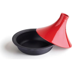 Qdesign - Cast Steel Tagine Oval Individual 29 cm - ietilpība 2,4 L - čuguna vāks - piemērots indukcijas plītīm - piemērots krāsnij - sarkans