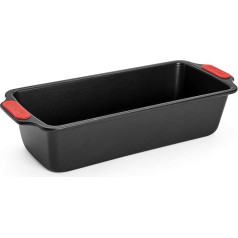 Woll Bakeware 30 cm plātsmaizes veidne ar karstumizturīgiem silikona rokturiem līdz 230°C, nesatur PFAS, divu slāņu nelīpošs pārklājums, aluminizēts tērauds, melns