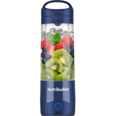 Nutribullet rokas blenderis, rokas blenderis, 475 ml bez BPA, mini mikseris, daudzfunkcionāls mikseris, USB-C lādētājs, vairāk nekā 15 miksēšanas cikli, tumši zils, NBP003NBL