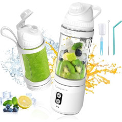 Vaeqozva 700 ml mikseris Smoothie Maker To Go, pārnēsājams mikseris Type-C USB uzlādējams, mini mikseris pārnēsājams blenderis ar ceļojuma vāku un 6 asmeņiem sulas kokteiļa smūtijam āra sporta ceļojumiem, balts