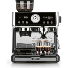 BEEM ESPRESSO-GRIND-EXPERT Premium Espresso filtrēšanas automāts ar dzirnaviņām, 2 termoblokiem, ekstrakcijas un ēdiena displeju, nerūsējošais tērauds, sudraba/melns