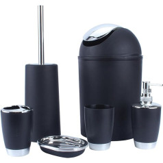 6-teiliges Badezimmer-Zubehör-Set, Badezimmer-Zubehör-Set, Badezimmerutensilien, inklusive Toilettenbürste, Mülleimer, Seifenspender, Zahnbürstenhalter, Tassen- und Suppenhalter